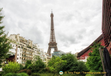 View of the Eiffel Tower from the Quai Branly Museum